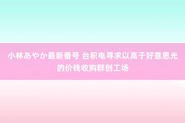 小林あやか最新番号 台积电寻求以高于好意思光的价钱收购群创工场