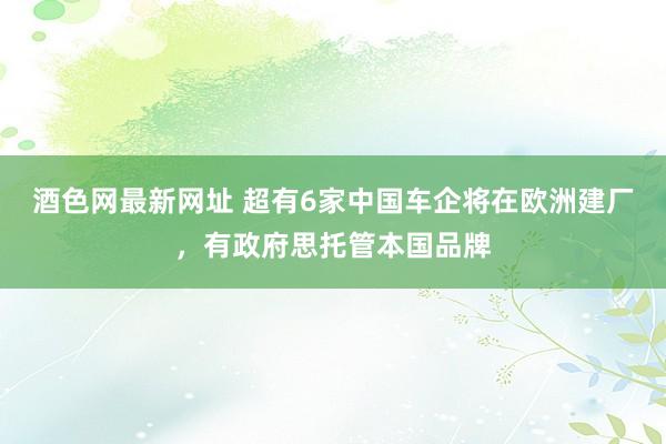 酒色网最新网址 超有6家中国车企将在欧洲建厂，有政府思托管本国品牌