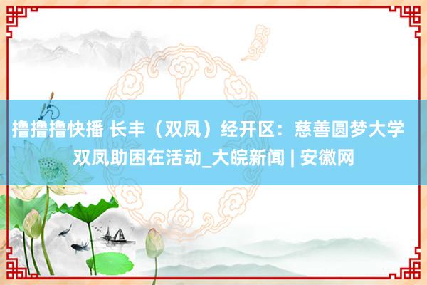 撸撸撸快播 长丰（双凤）经开区：慈善圆梦大学  双凤助困在活动_大皖新闻 | 安徽网