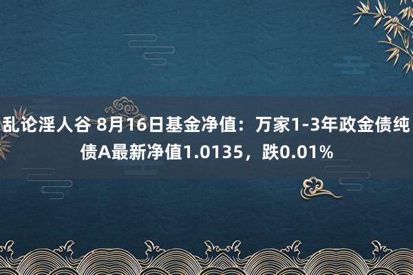 乱论淫人谷 8月16日基金净值：万家1-3年政金债纯债A最新净值1.0135，跌0.01%