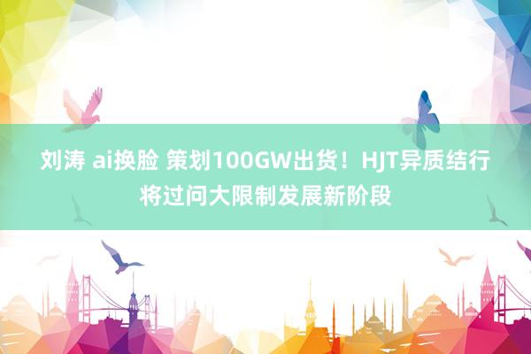 刘涛 ai换脸 策划100GW出货！HJT异质结行将过问大限制发展新阶段