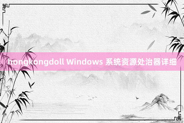 hongkongdoll Windows 系统资源处治器详细